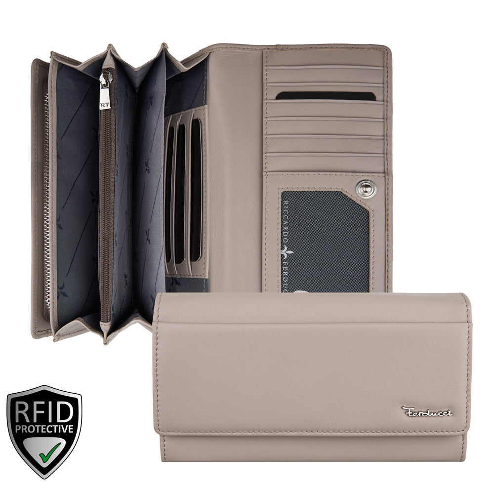 Portefeuille femme, large, RFID