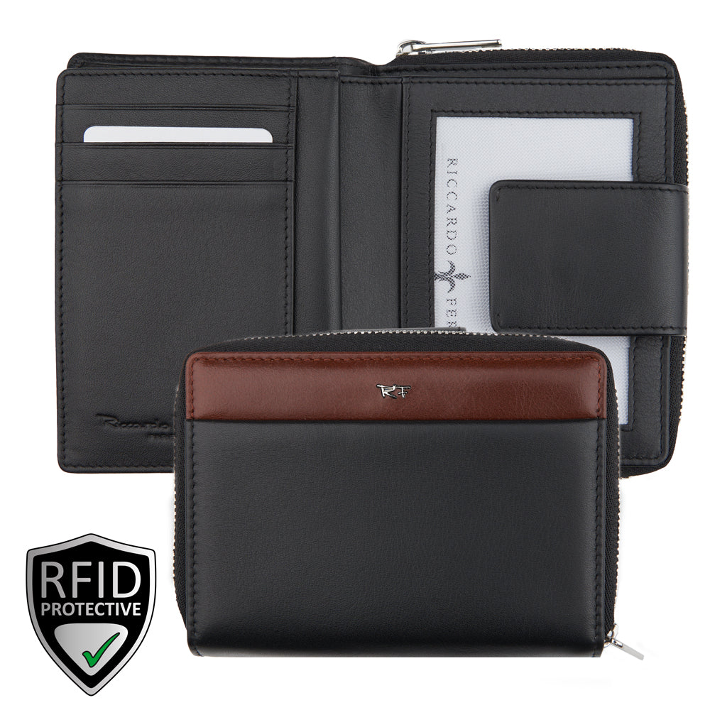 Portefeuille zippé pour femme, RFID
