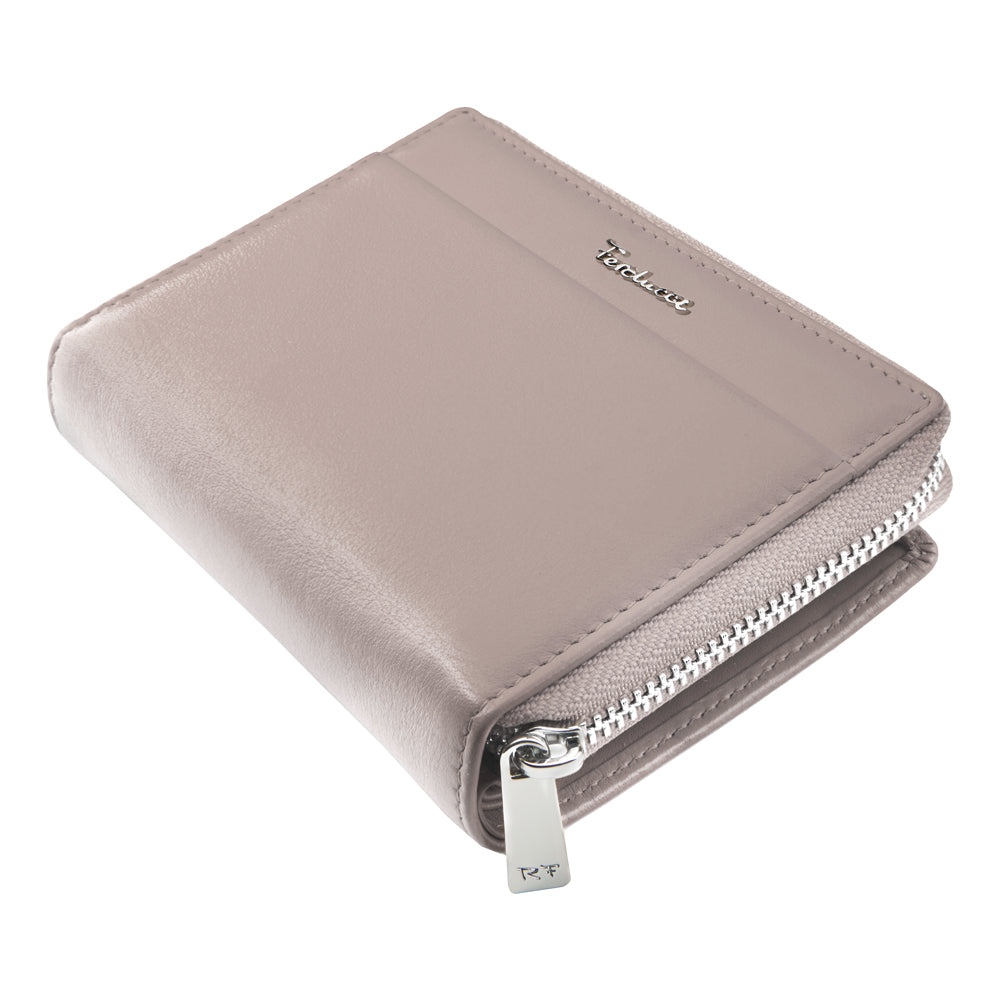 Portefeuille zippé pour femme, RFID