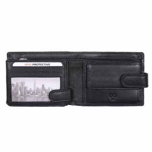Portefeuille homme avec fermeture éclair dans le compartiment à billets, RFID
