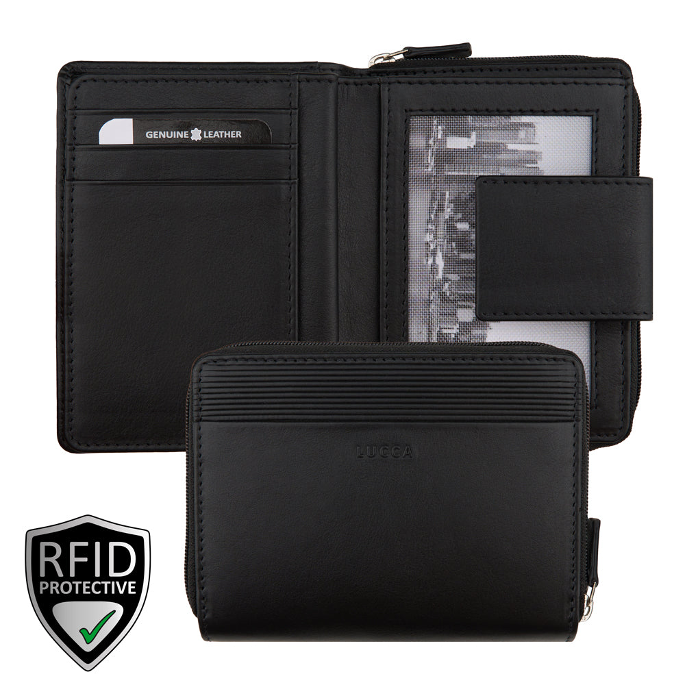 Portefeuille zippé pour femme, RFID