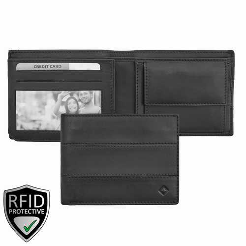 Portefeuille homme avec fermeture éclair dans le compartiment à billets, RFID