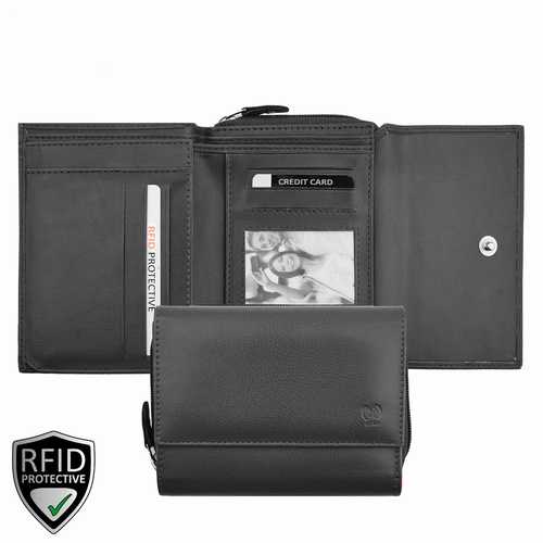 Porte-monnaie zippé pour femme, RFID