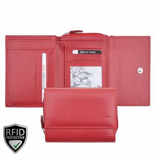 Portefeuille zippé pour femme, RFID